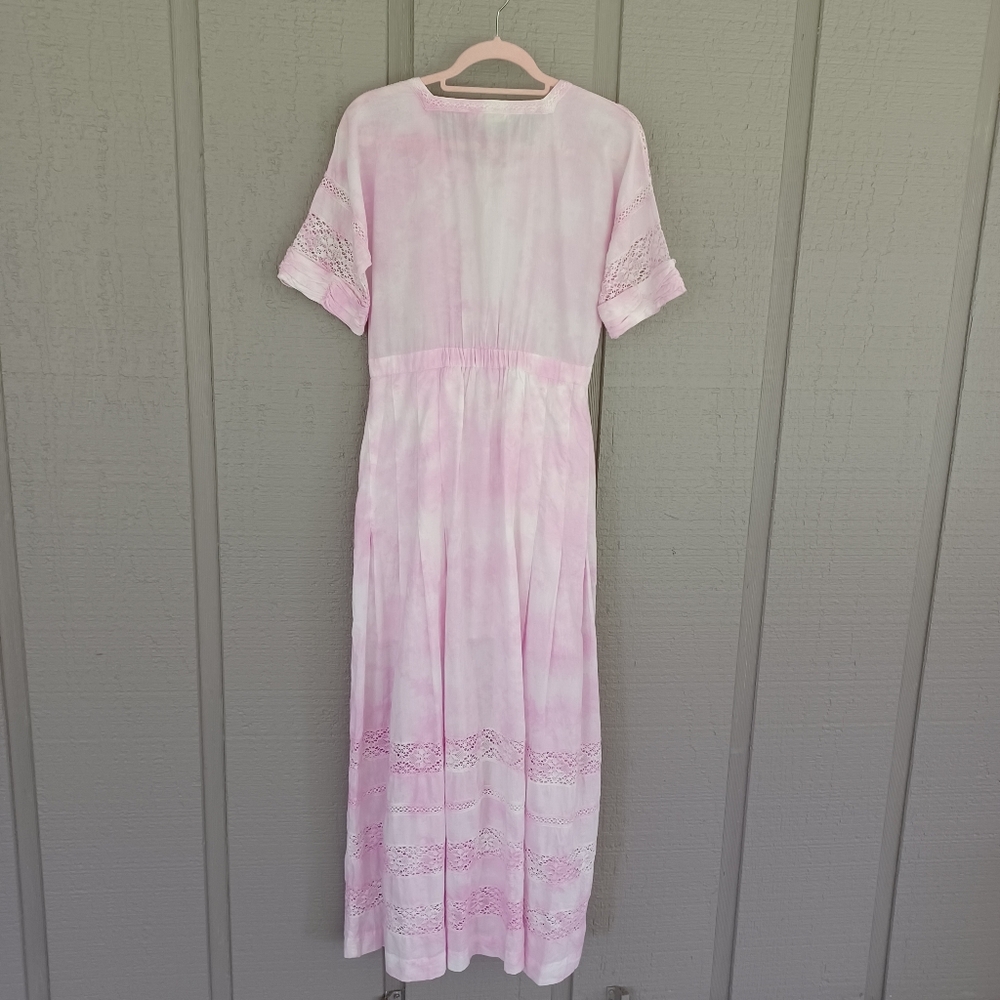 LoveShackFancy Edie Dress Size XS Women Feminine Cotton Tie Dye In Peony Pink - Picture 5 of 16
